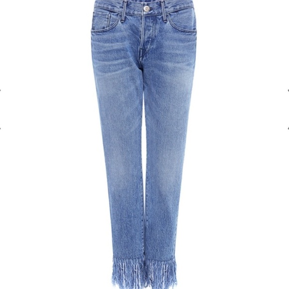 3x1 NYC Straight Crop Fringe Stella Blue Jeans Country Rock 26 New w tags - Picture 11 of 11